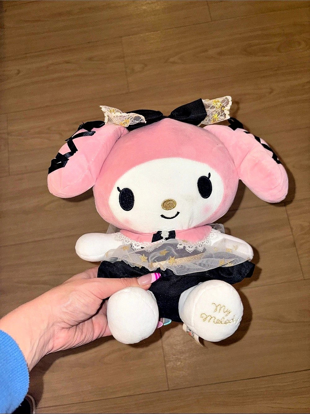 Sanrio My Melody Black Lolita Dress Plush Pink & Black